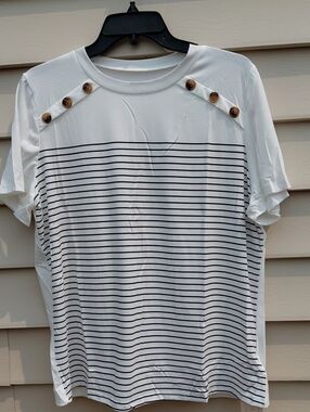 LILY COCO Women's Short  Striped Crew Neck Top Size XL